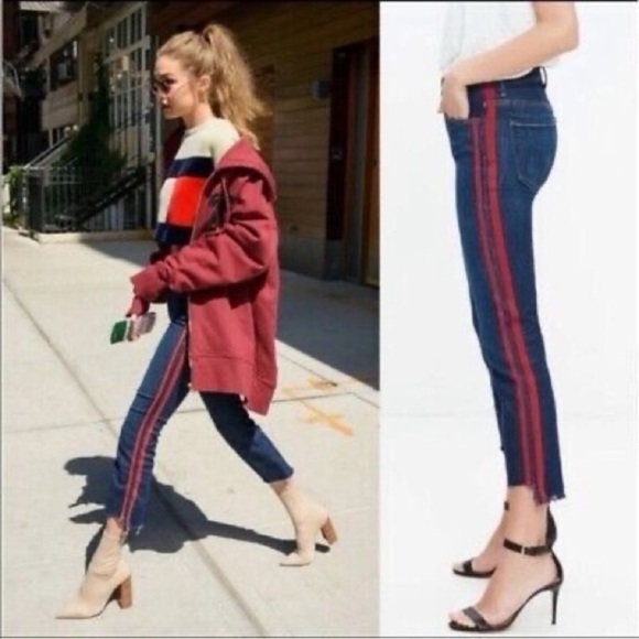 EUC Mother Women's Jeans with Red Stripe. Size 24 “the looker ankle fray” style - Picture 2 of 16